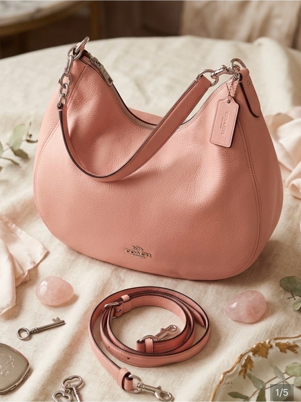 Coach Pink Leather Shoulder Bag